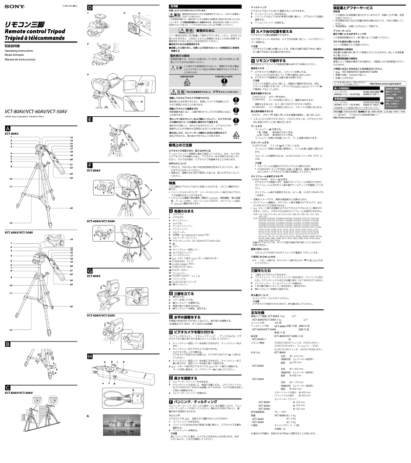 Page n°1 - Manuel utilisateur Sony VCT-80AV