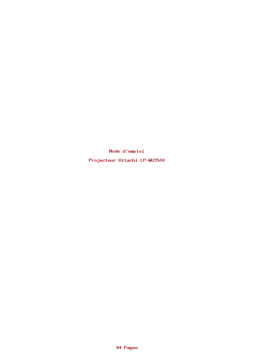 Page 1 de la notice Mode d'emploi Hitachi LP-WU3500