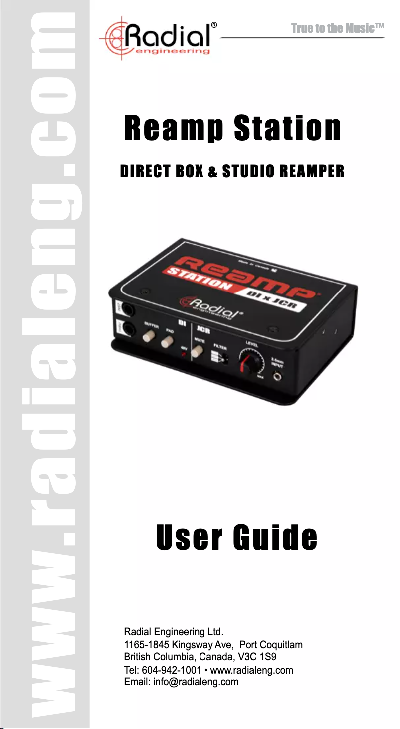 Page 1 de la notice Manuel utilisateur Radial Engineering Reamp Station