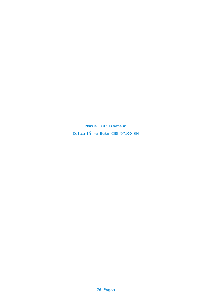 Page 1 de la notice Manuel utilisateur Beko CSS 57100 GW