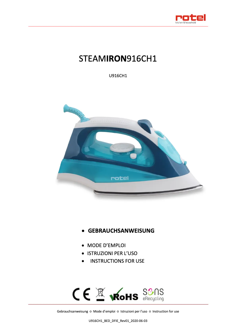 Página 1 del manual Manual de usuario Rotel U916CH1