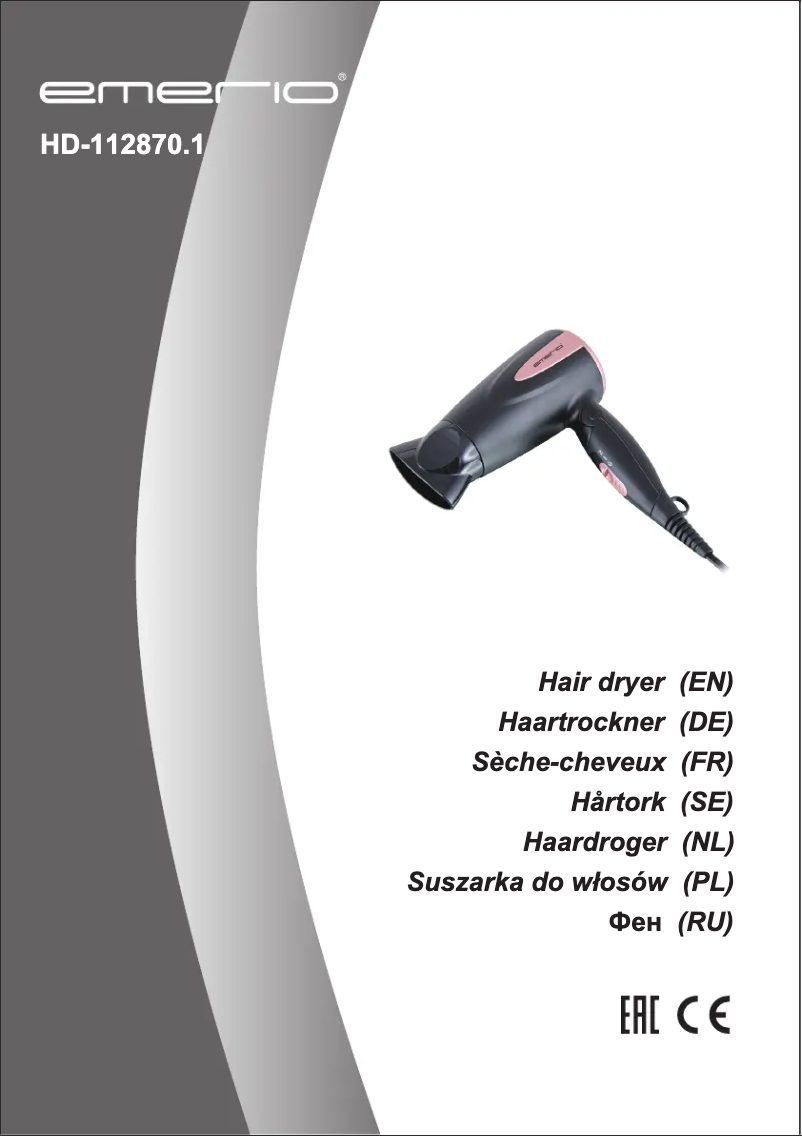 Page 1 de la notice Manuel utilisateur Emerio HD-112870.1