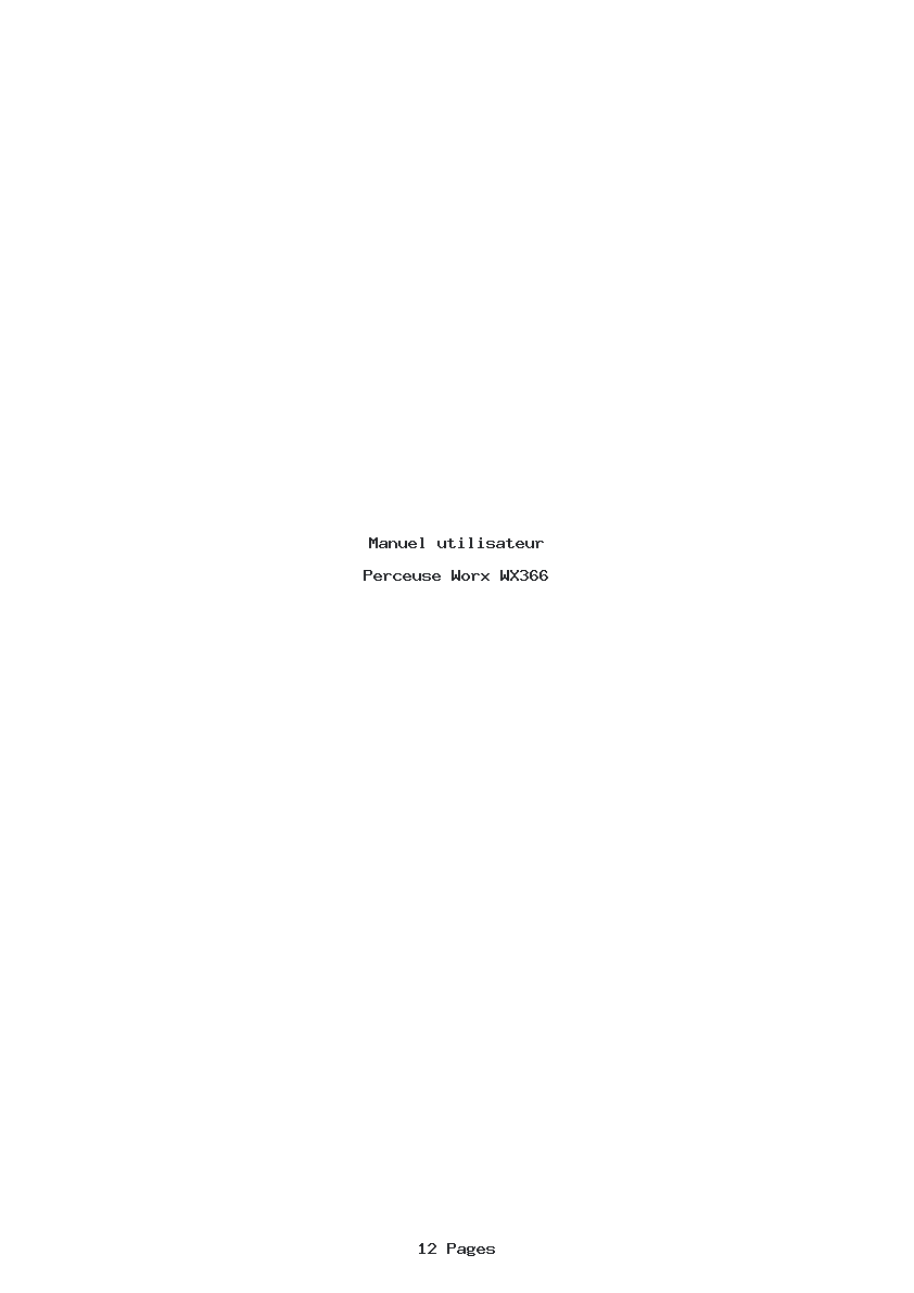 Page 1 de la notice Manuel utilisateur Worx WX366