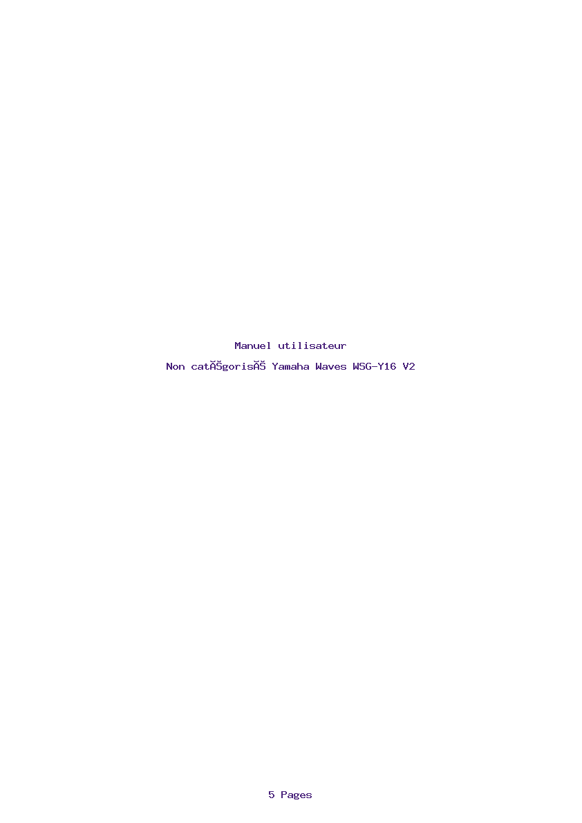 Page 1 de la notice Manuel utilisateur Yamaha Waves WSG-Y16 V2