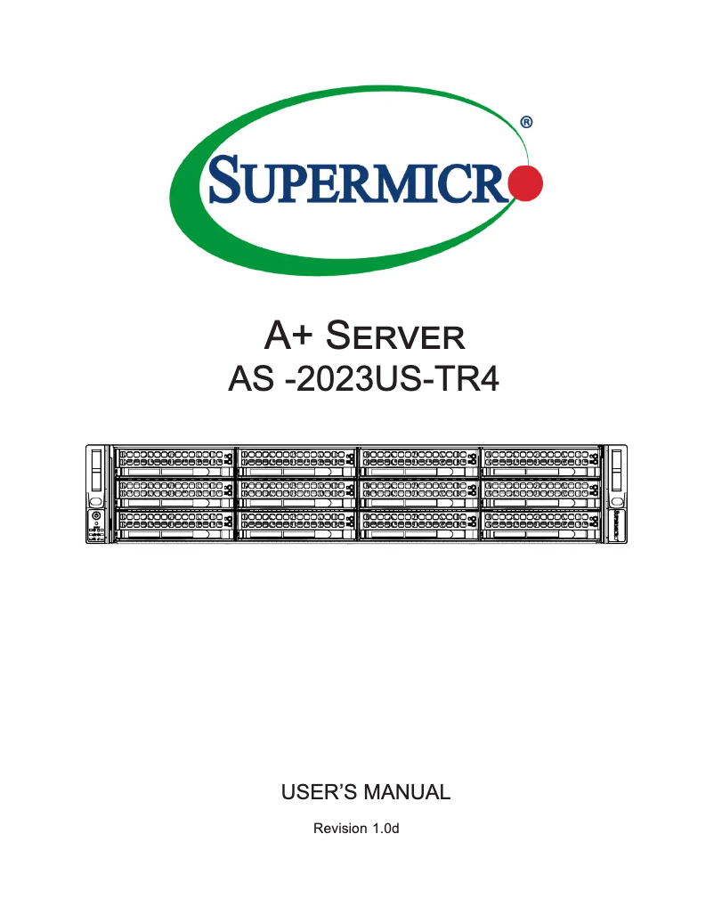 Page 1 de la notice Manuel utilisateur Supermicro A+ Server 2023US-TR4