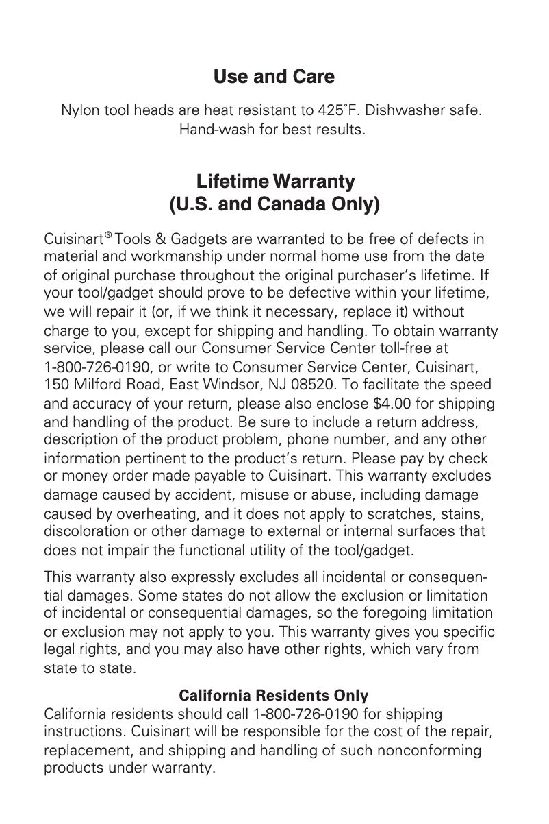 Page 1 de la notice Manuel utilisateur Cuisinart CTG-07-LDS