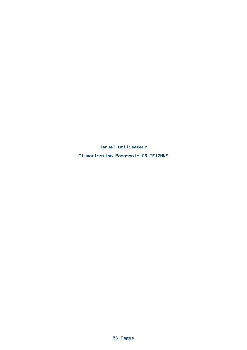 Page 1 de la notice Manuel utilisateur Panasonic CS-TE12HKE