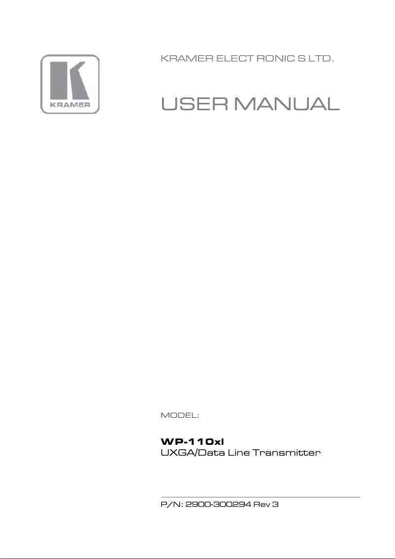 Página 1 del manual Manual de usuario Kramer WP-110XL