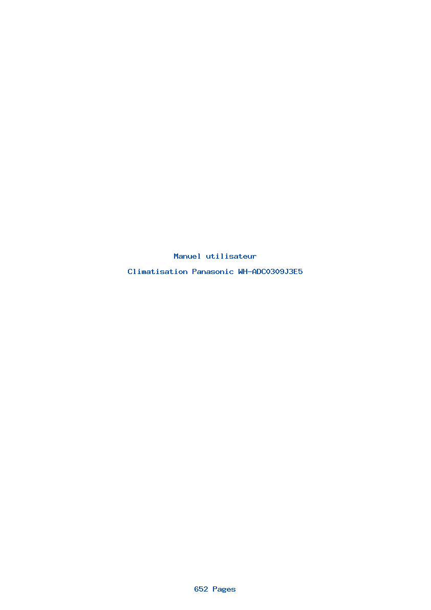Page 1 de la notice Manuel utilisateur Panasonic WH-ADC0309J3E5