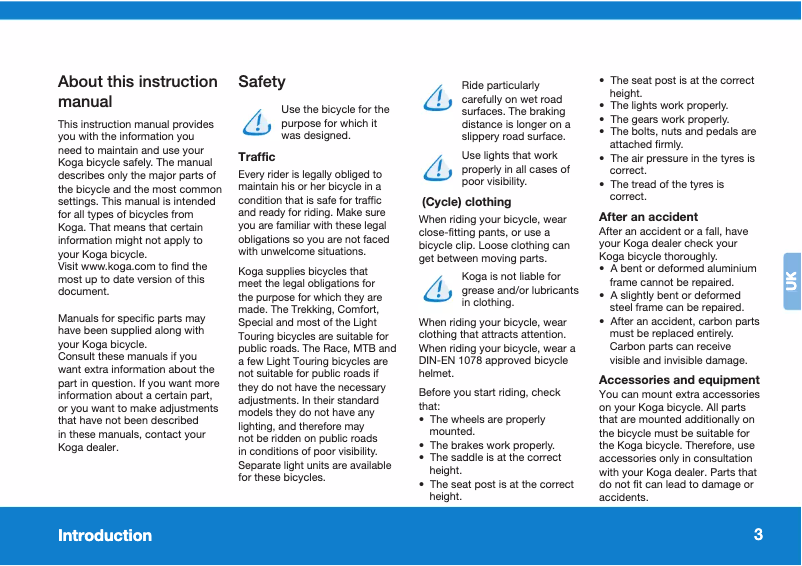 Página 1 del manual Manual de usuario Koga F3 2.0 R