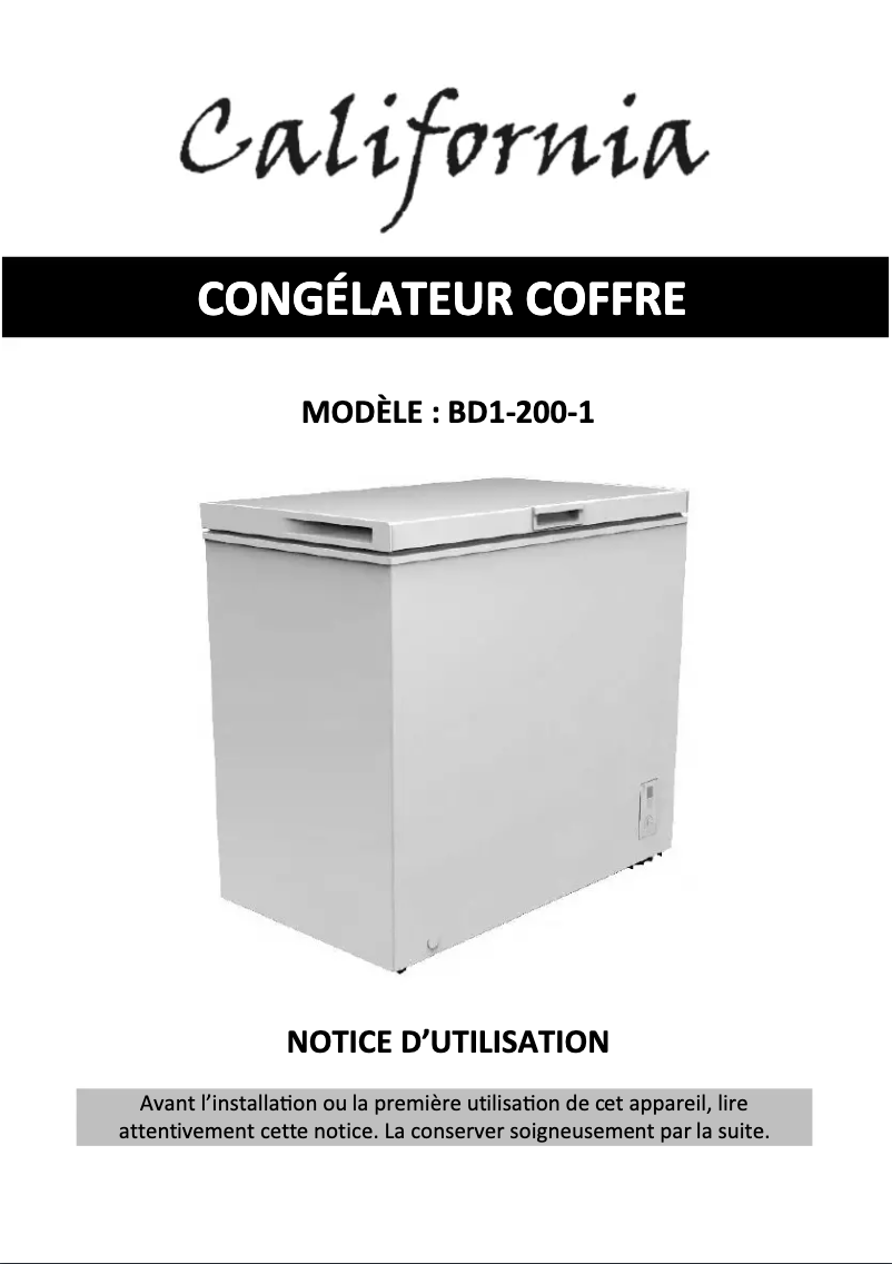 Page 1 de la notice Manuel utilisateur California BD1-200-1