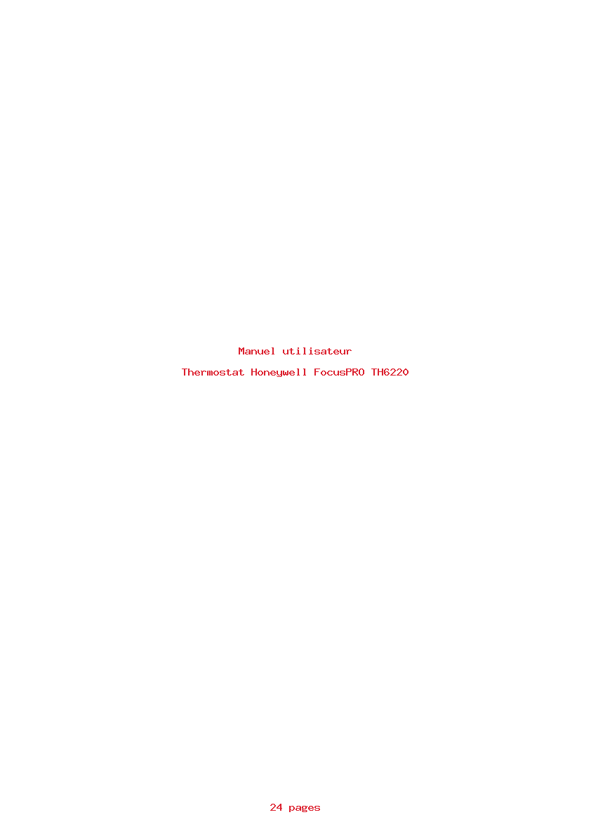 Page 1 de la notice Manuel utilisateur Honeywell FocusPRO TH6220