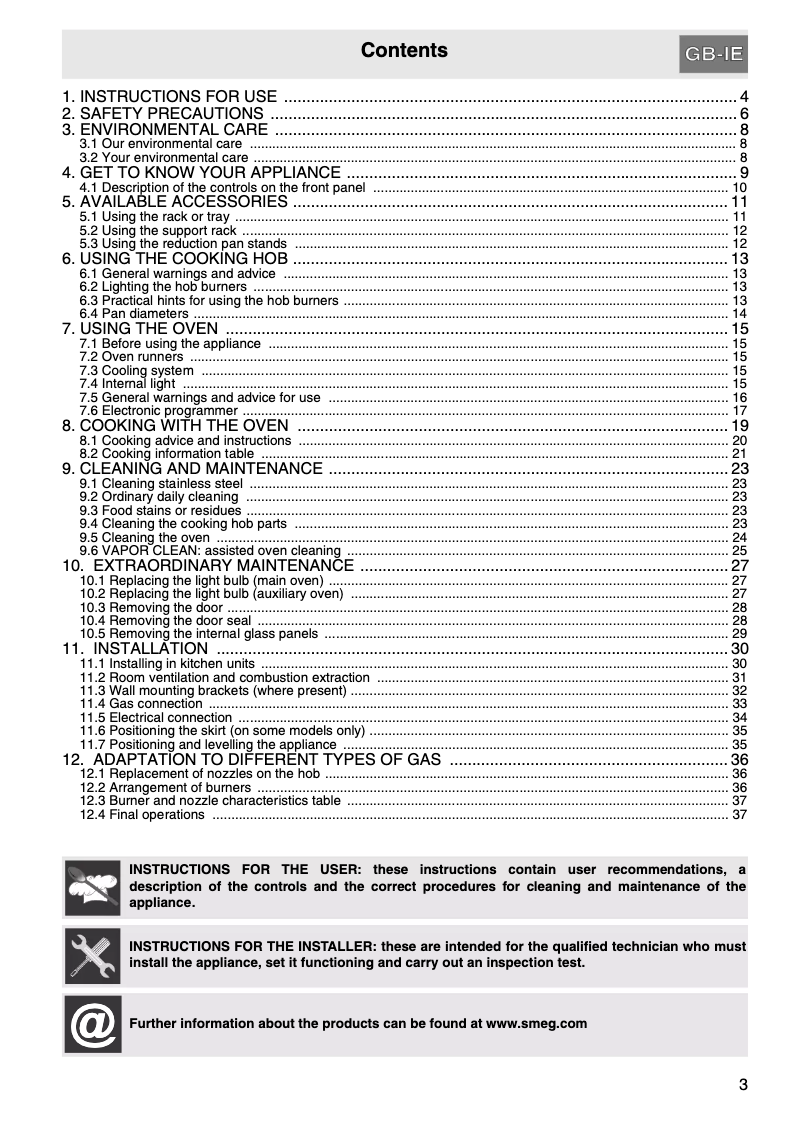 Page 1 de la notice Manuel utilisateur Smeg SY62MX8