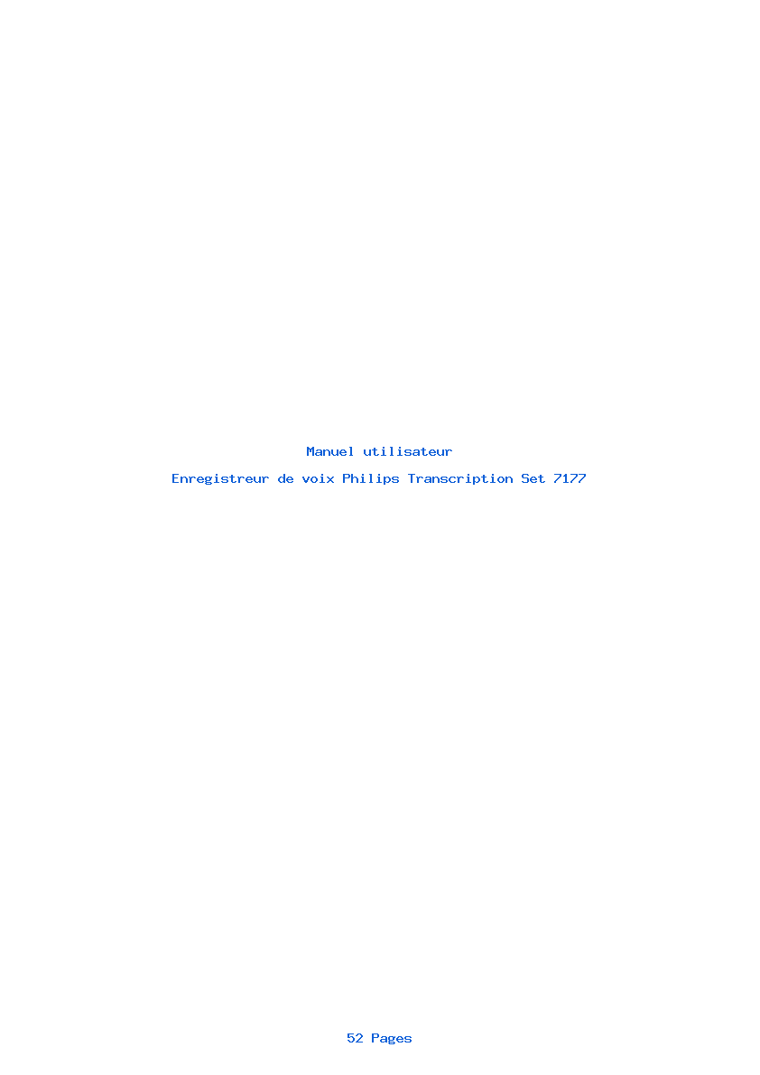 Page 1 de la notice Manuel utilisateur Philips Transcription Set 7177