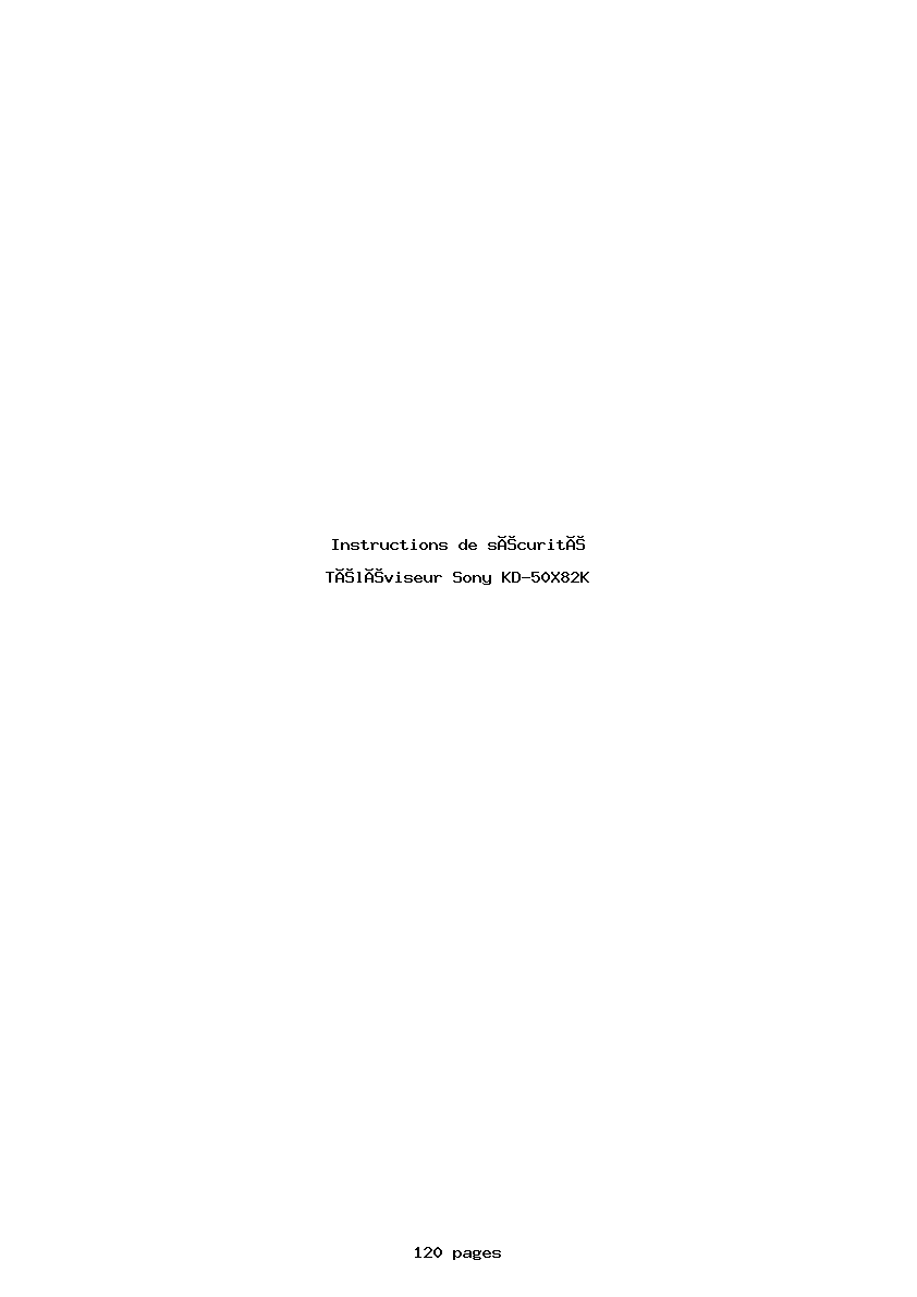 Page 1 de la notice Instructions de sécurité Sony KD-50X82K