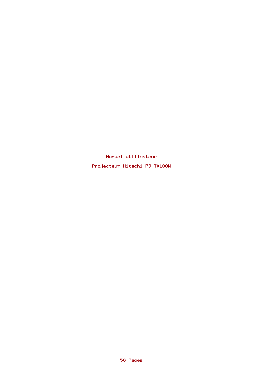 Page 1 de la notice Manuel utilisateur Hitachi PJ-TX100W