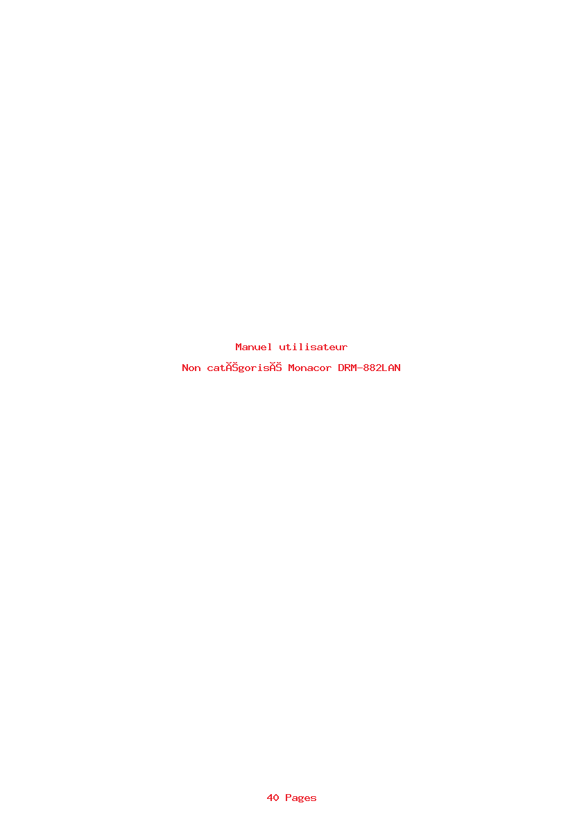 Page 1 de la notice Manuel utilisateur Monacor DRM-882LAN