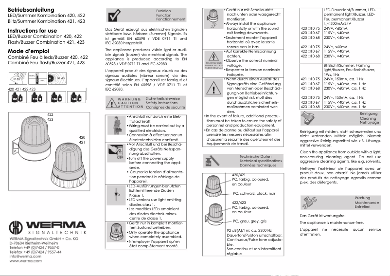 Página 1 del manual Manual de usuario Werma 422.310.68