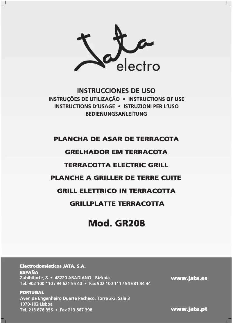 Page 1 de la notice Manuel utilisateur Jata GR208