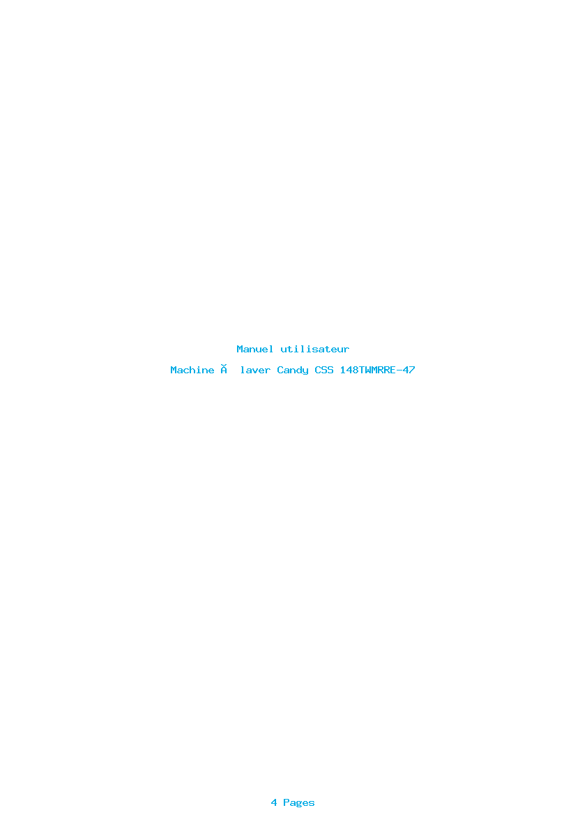 Page 1 de la notice Manuel utilisateur Candy CSS 148TWMRRE-47