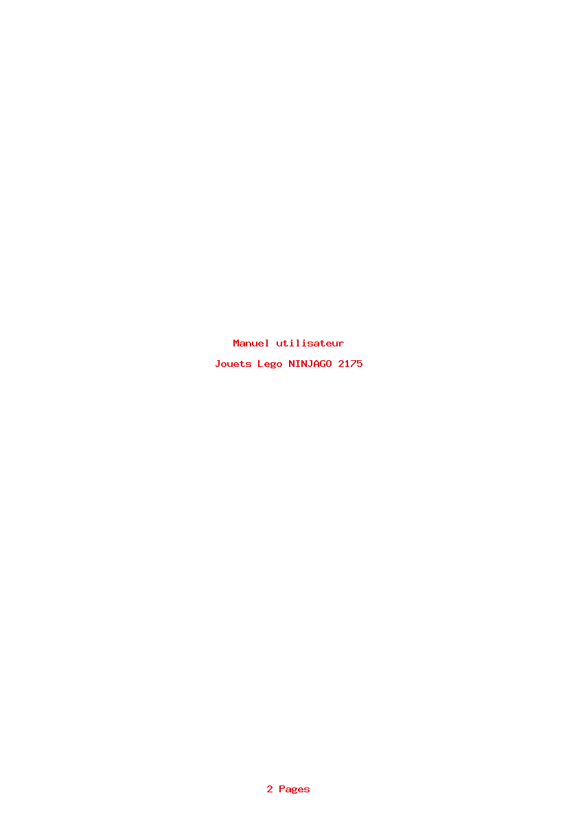 Page 1 de la notice Manuel utilisateur Lego NINJAGO 2175