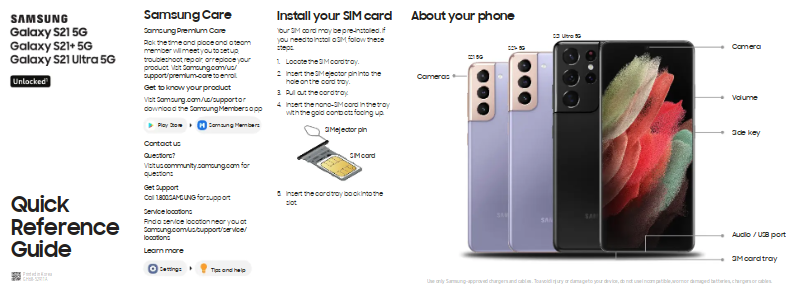 Image de la première page du manuel de l'appareil Galaxy S21 5G