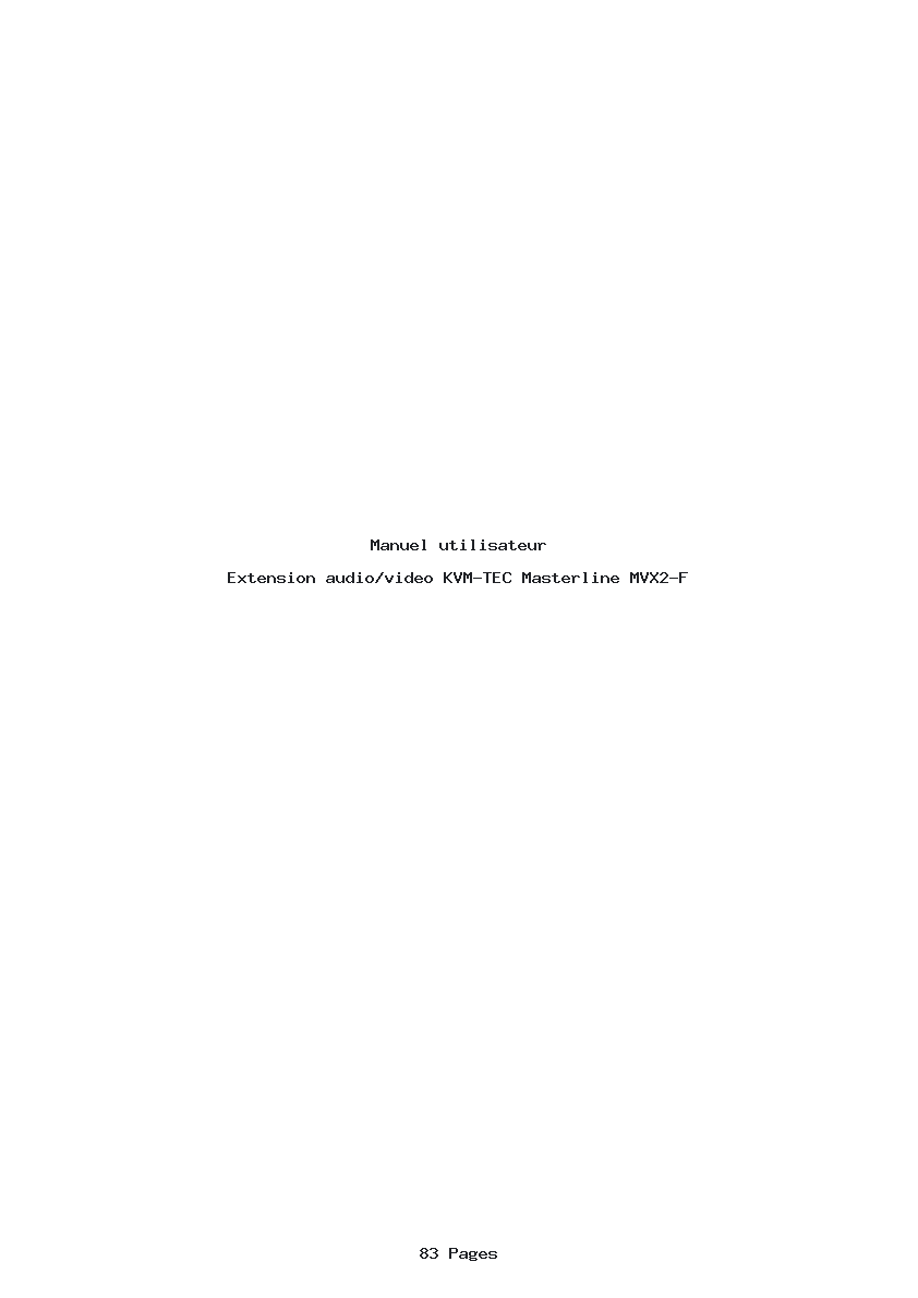 Page 1 de la notice Manuel utilisateur KVM-TEC Masterline MVX2-F