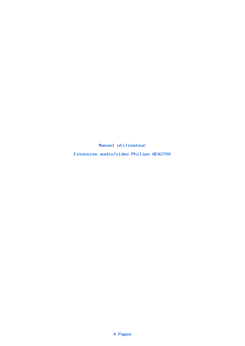 Page 1 de la notice Manuel utilisateur Philips AEA2700