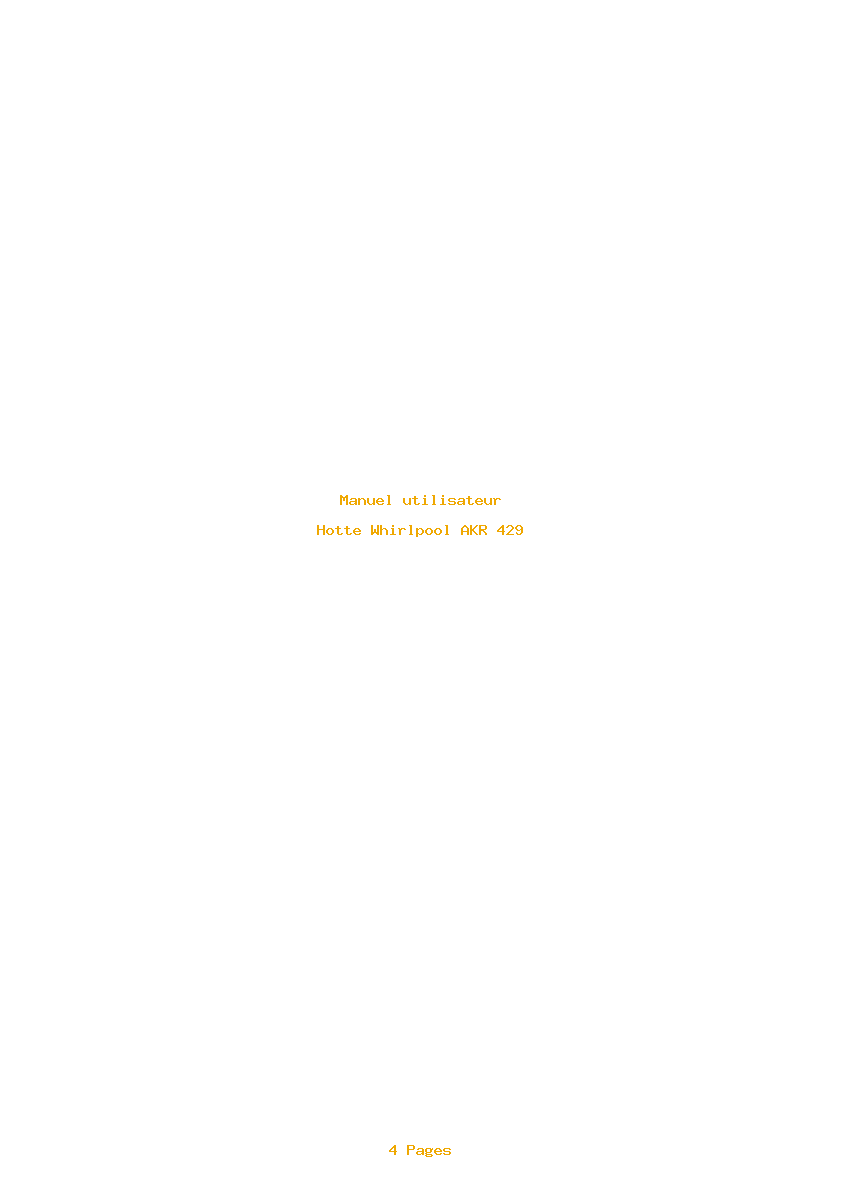 Page 1 de la notice Manuel utilisateur Whirlpool AKR 429