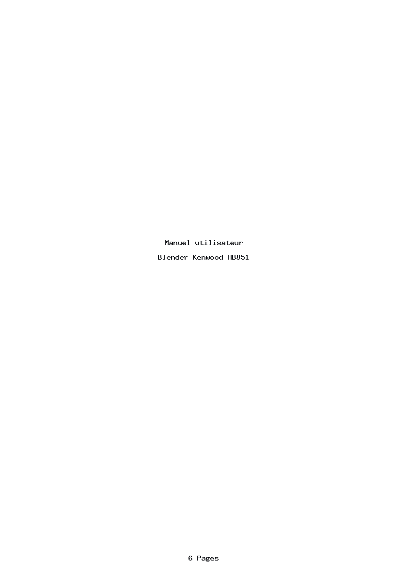 Page 1 de la notice Manuel utilisateur Kenwood HB851
