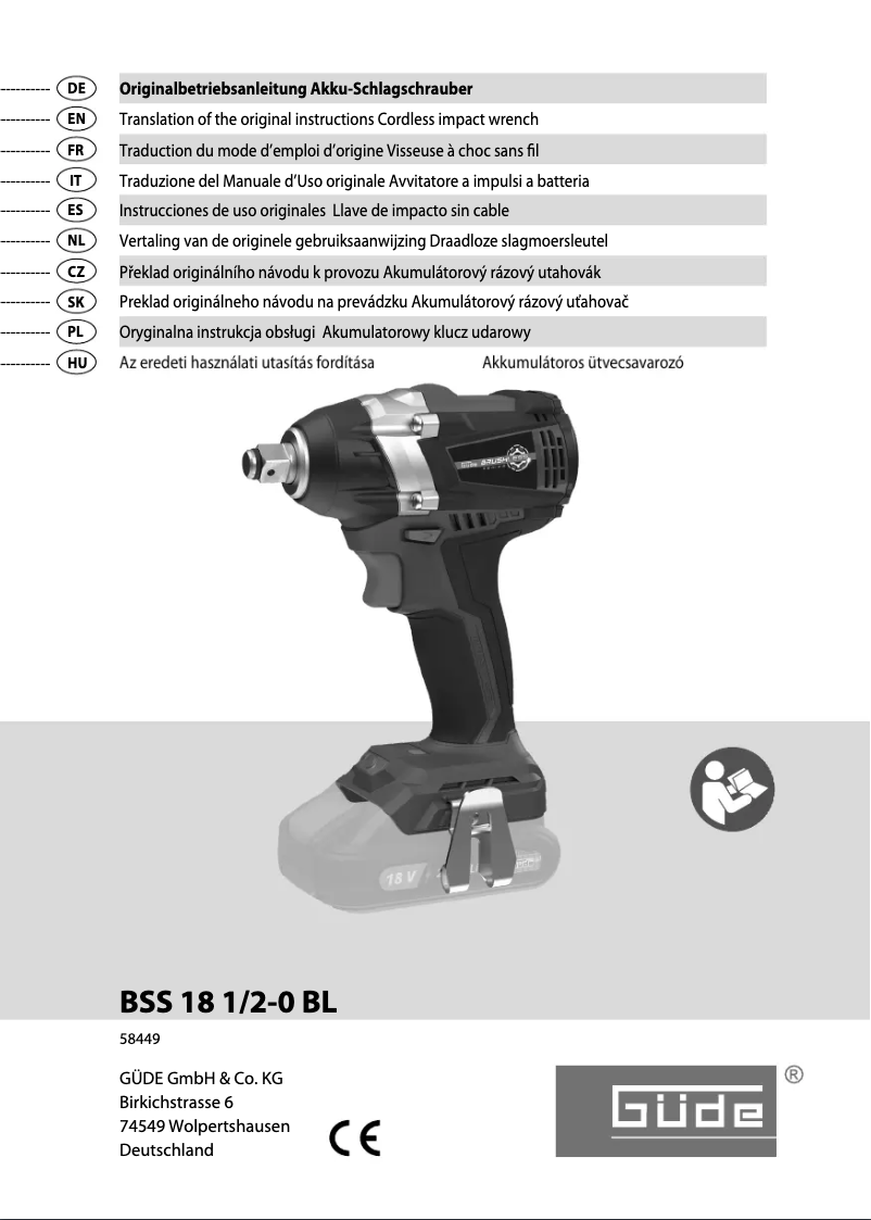 Página 1 del manual Manual de usuario Güde BSS 18 1/2-0 BL