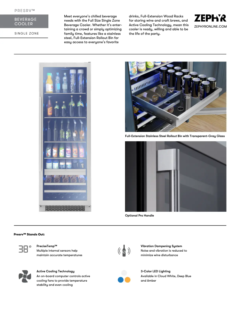 Página 1 del manual Ficha técnica Zephyr Presrv PRB24F01AG