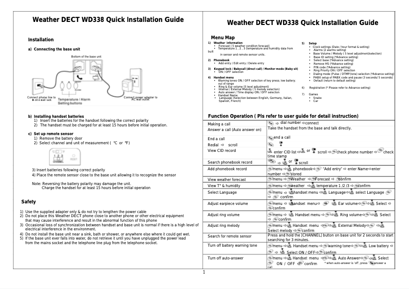 First page image of the manual for WD 338