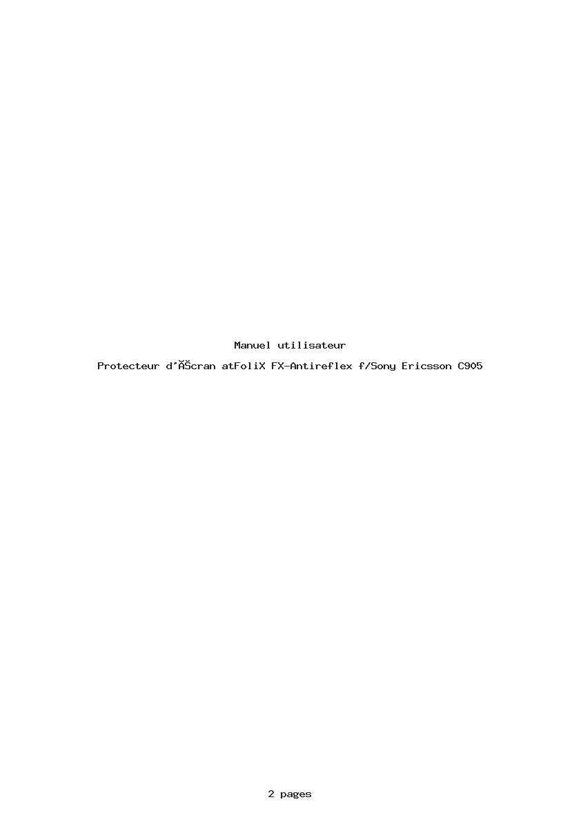 Image de la première page du manuel de l'appareil FX-Antireflex f/Sony Ericsson C905