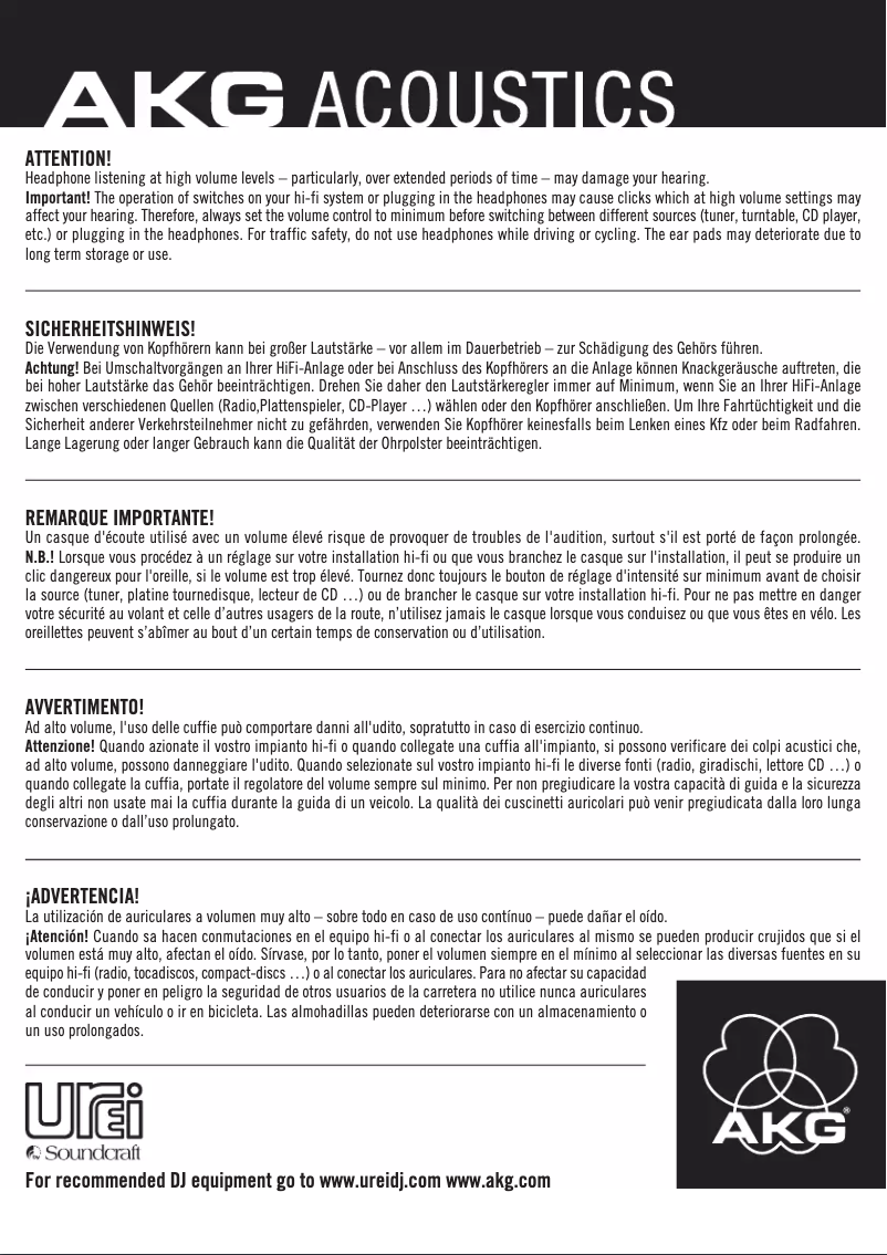 Page 1 de la notice Manuel utilisateur AKG K81 DJ