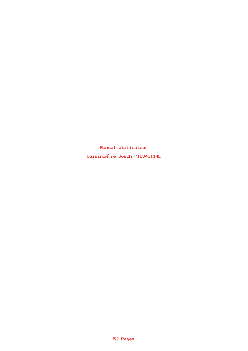 Page 1 de la notice Manuel utilisateur Bosch PIL845T14E