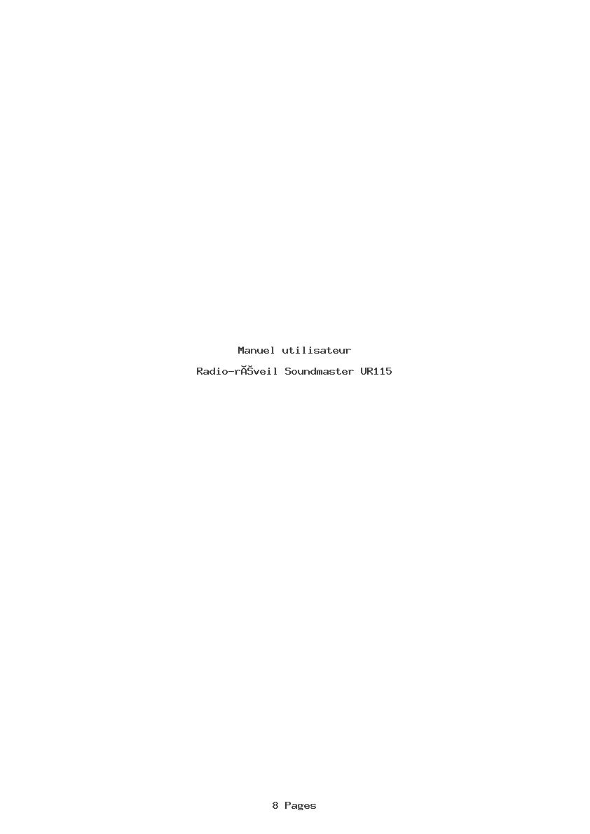 Page 1 de la notice Manuel utilisateur Soundmaster UR115