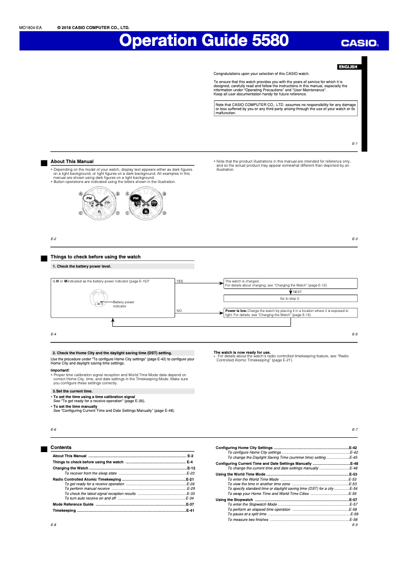Page 1 de la notice Manuel utilisateur Casio G-Shock GST-W330AC-2AER