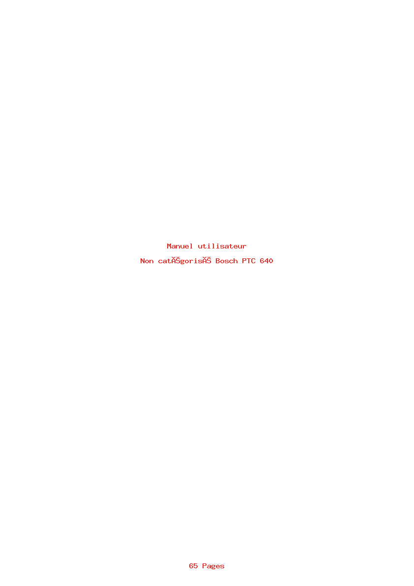 Page 1 de la notice Manuel utilisateur Bosch PTC 640