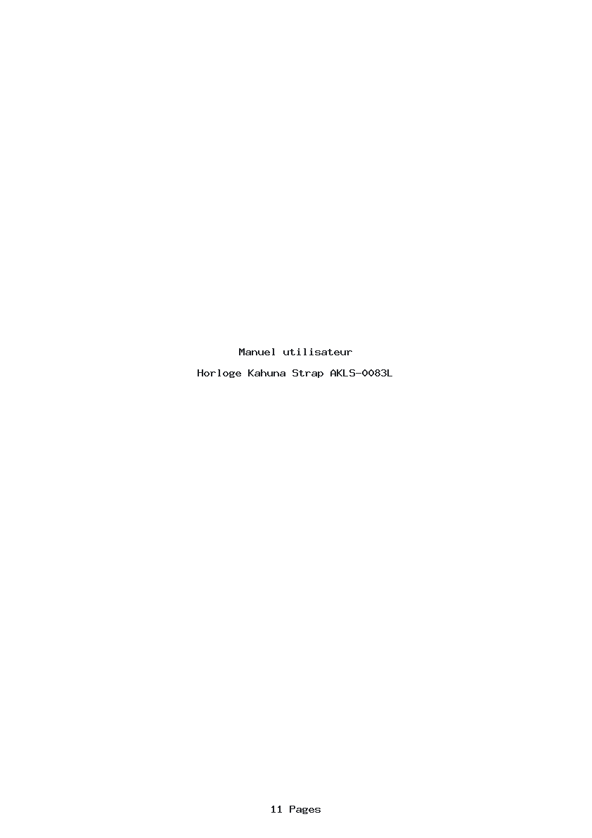 Page 1 de la notice Manuel utilisateur Kahuna Strap AKLS-0083L