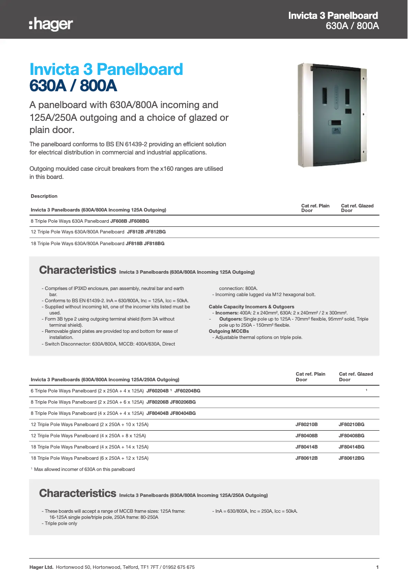 Page 1 de la notice Manuel utilisateur Hager JF812BG