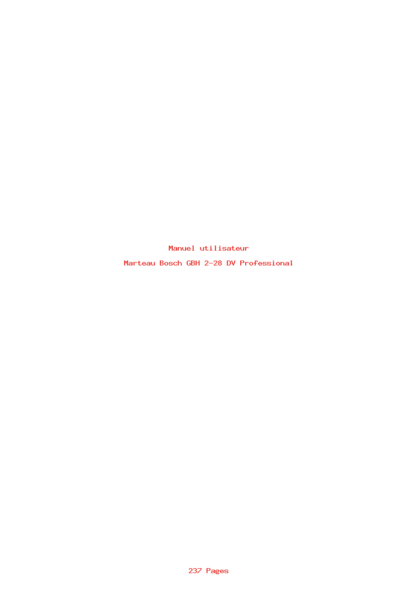 Page 1 de la notice Manuel utilisateur Bosch GBH 2-28 DV Professional