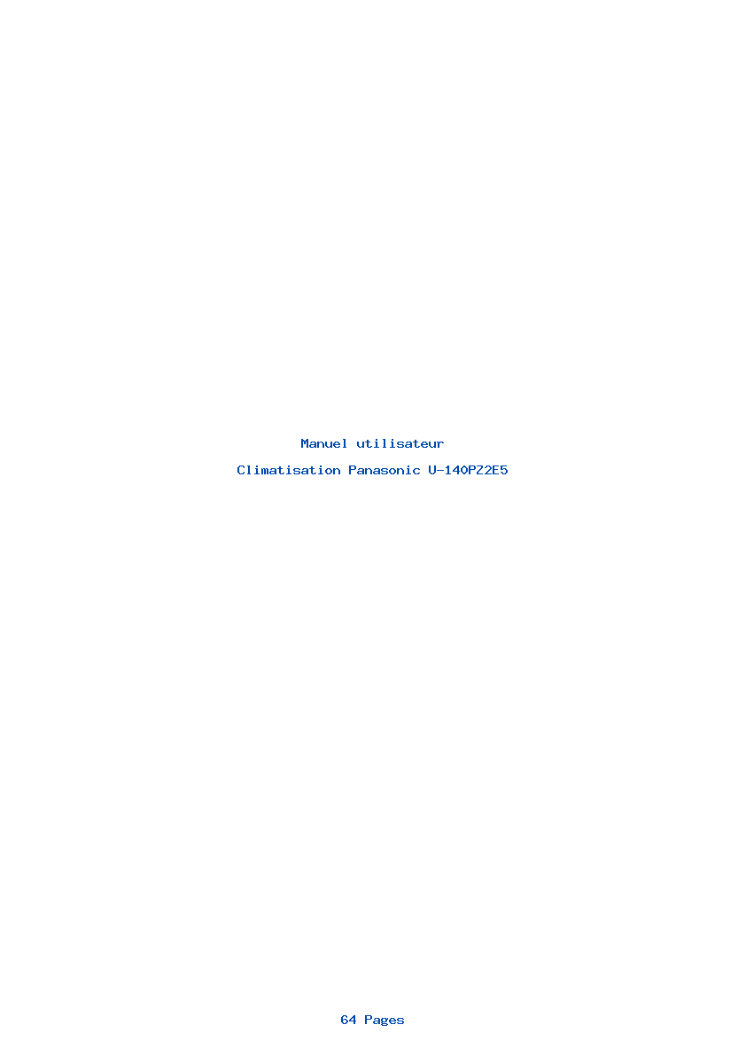 Page 1 de la notice Manuel utilisateur Panasonic U-140PZ2E5