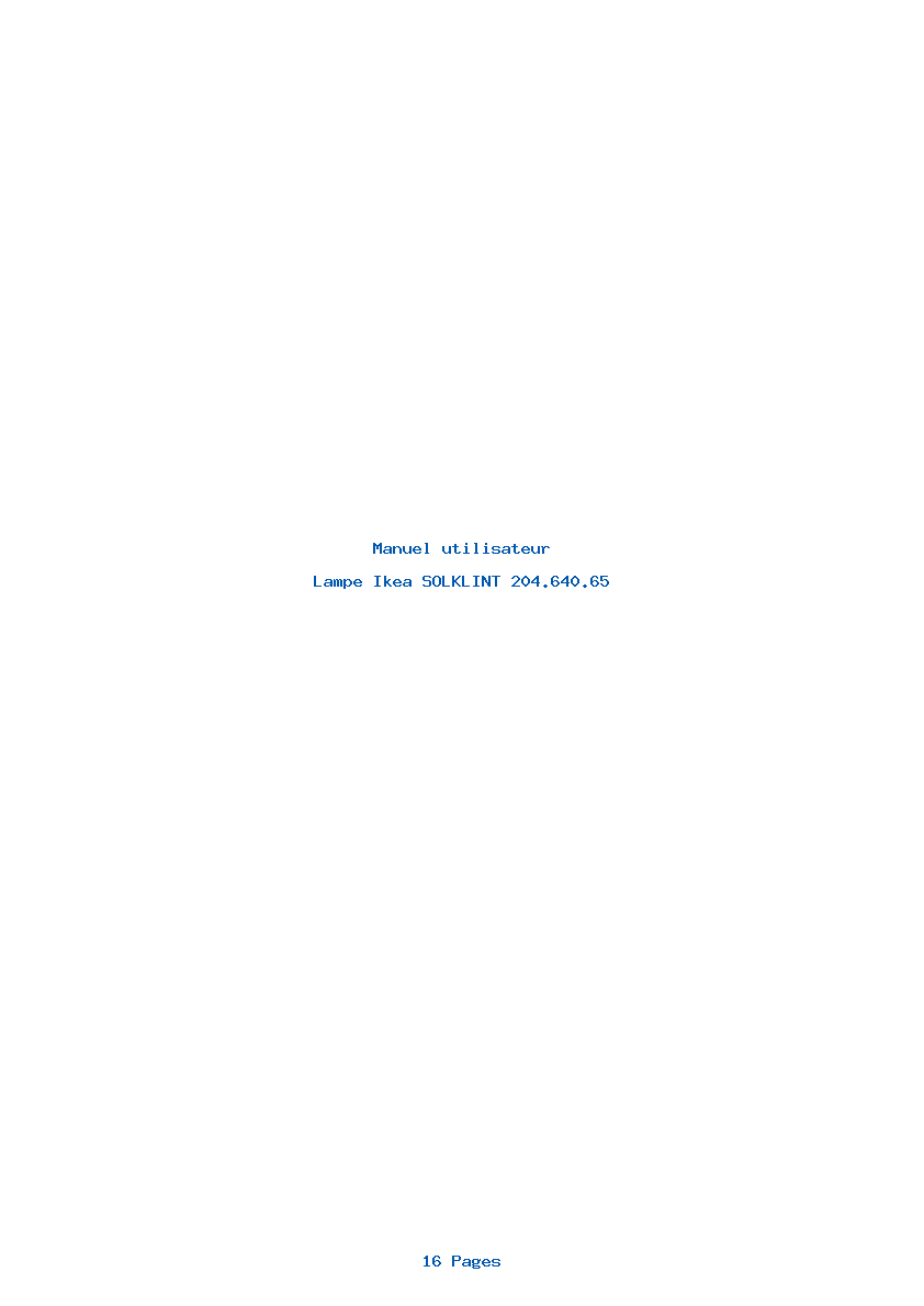 Page 1 de la notice Manuel utilisateur Ikea SOLKLINT 204.640.65