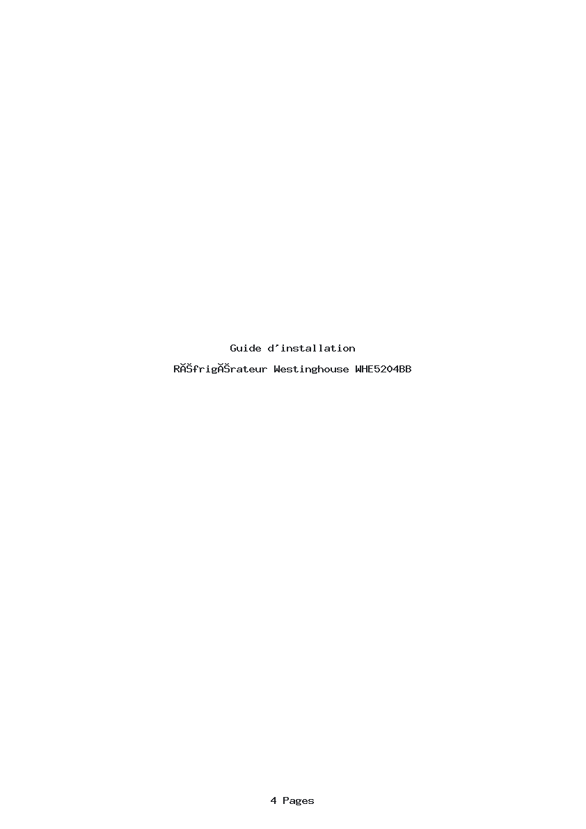 Page 1 de la notice Guide d'installation Westinghouse WHE5204BB