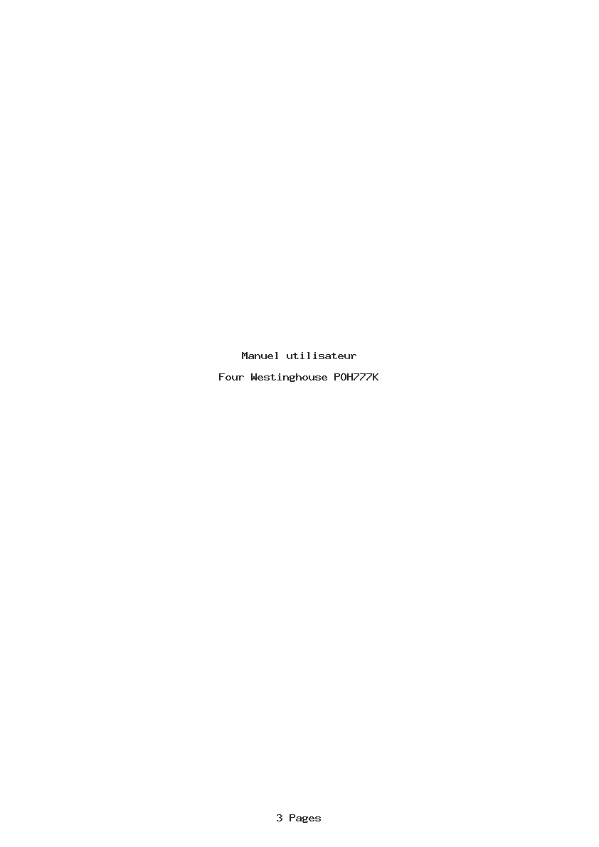 Page 1 de la notice Manuel utilisateur Westinghouse POH777K