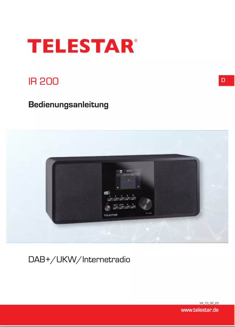 Page 1 de la notice Manuel utilisateur Telestar IR 200