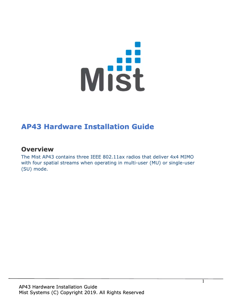 Page 1 de la notice Manuel utilisateur Mist AP43