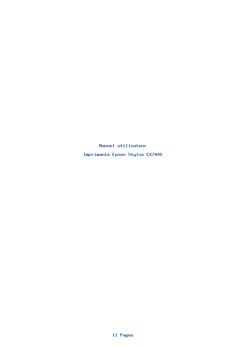 Page 1 de la notice Manuel utilisateur Epson Stylus CX7400