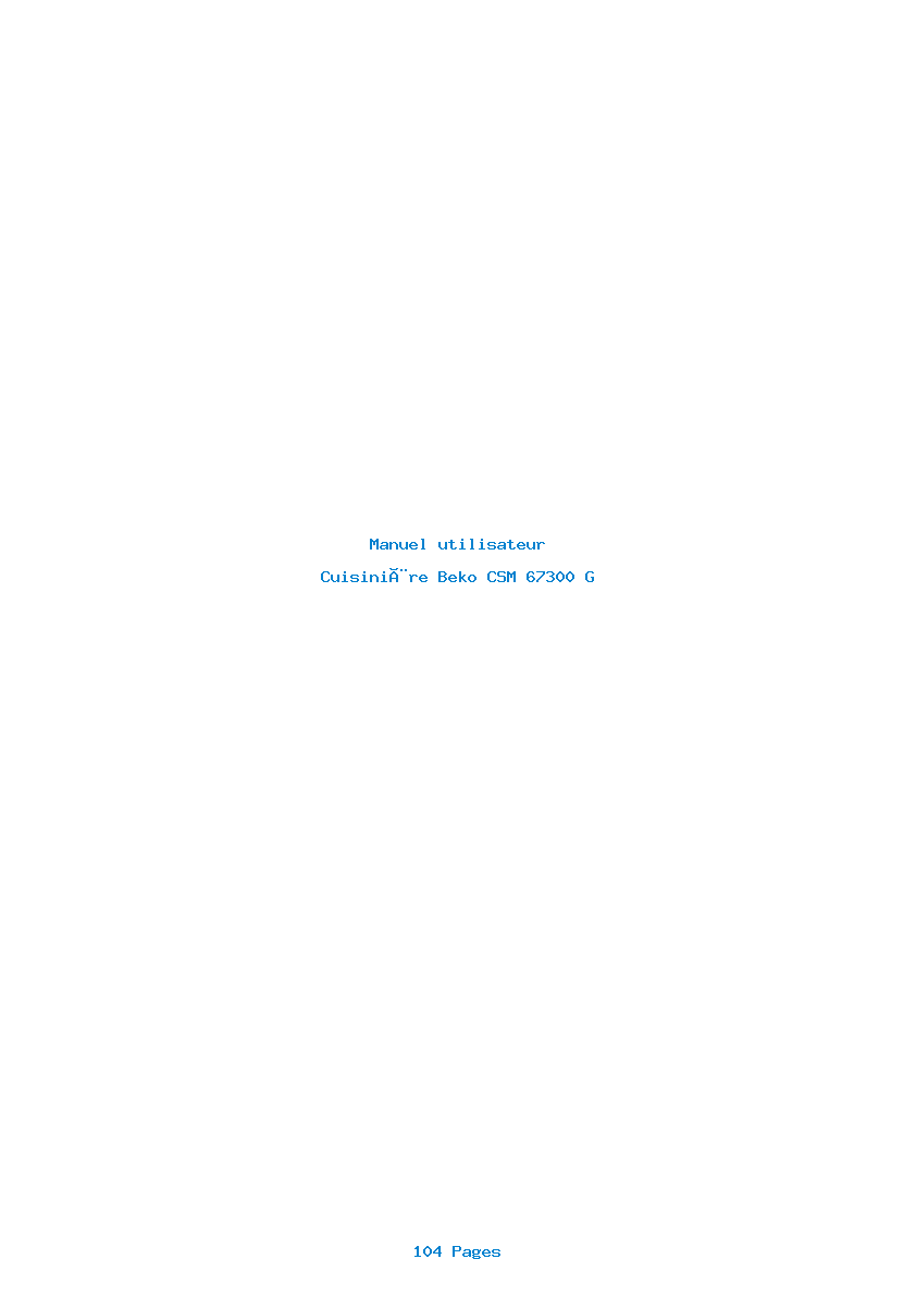 Page 1 de la notice Manuel utilisateur Beko CSM 67300 G
